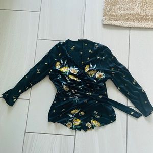 Zara Floral Wrap Shirt